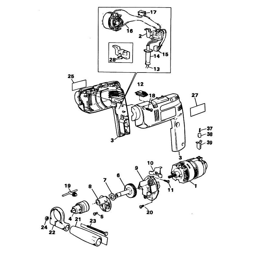 Black and decker online drill spares