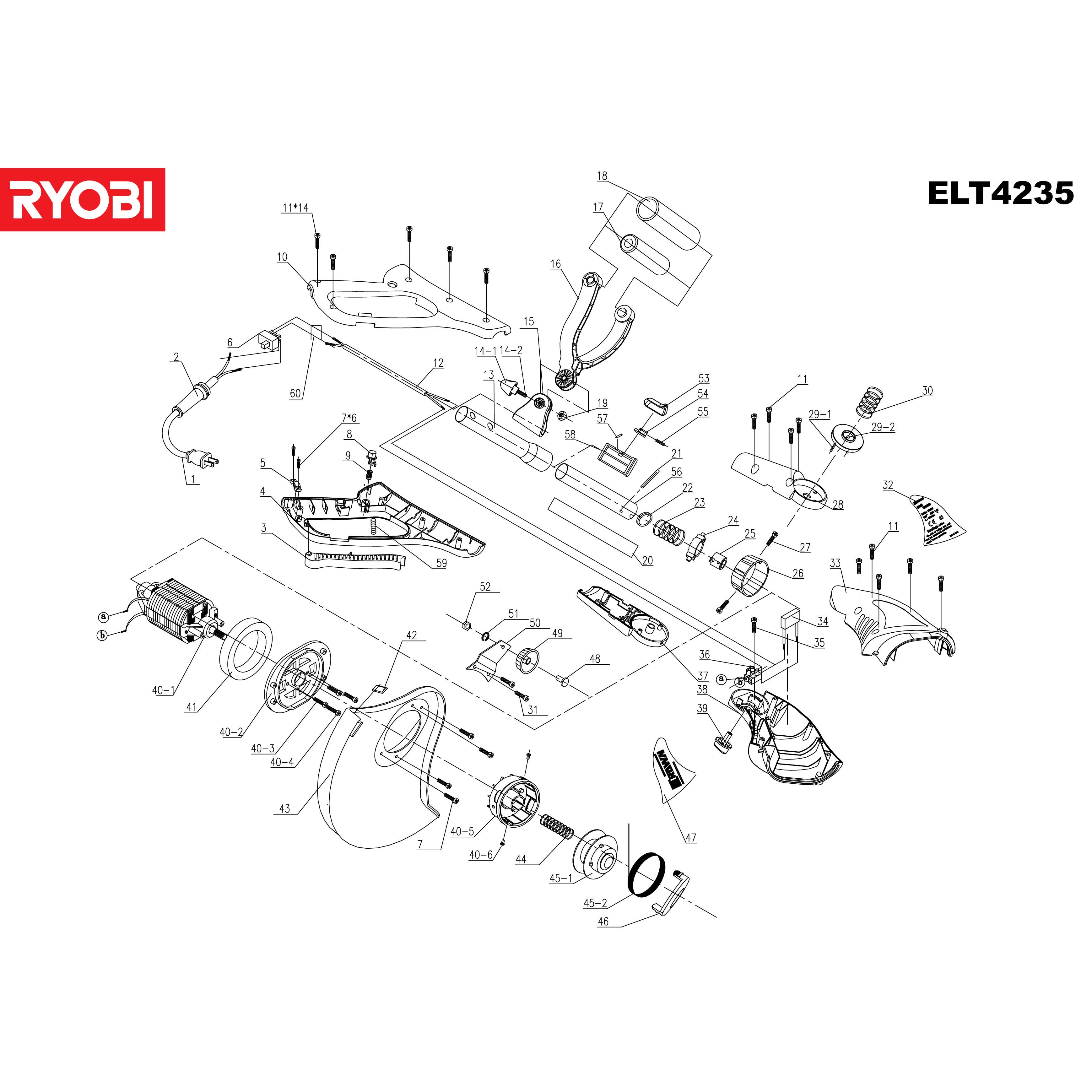 Buy A Ryobi Elt4235 Spare Part And Fix Your 420w Line Trimmer Today