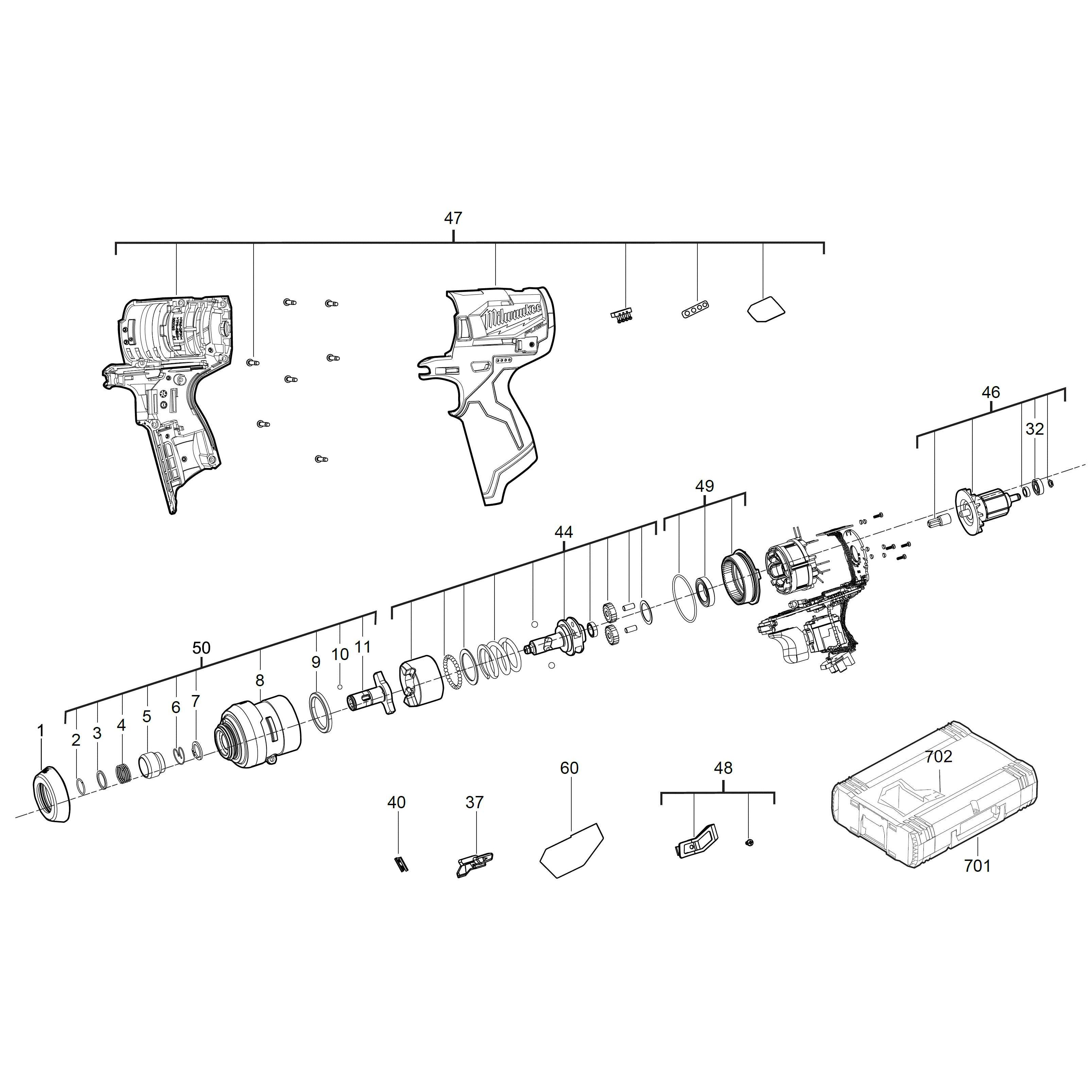 milwaukee m12 rivet gun replacement parts