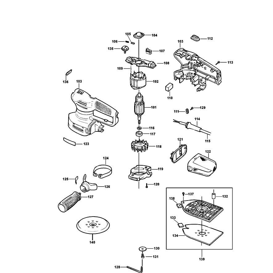 Black & Decker HD2040 Type 1 Orbital Sander Spare Parts - Part