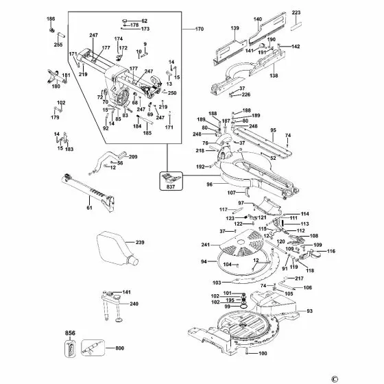 Dewalt DWS780 SCREW (CARRY HANDLE) 330019-22 Spare Part Type 10