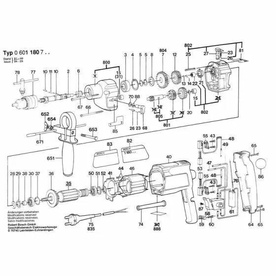 Bosch GSB 18-2 E Type: 601185703 Spare Parts List