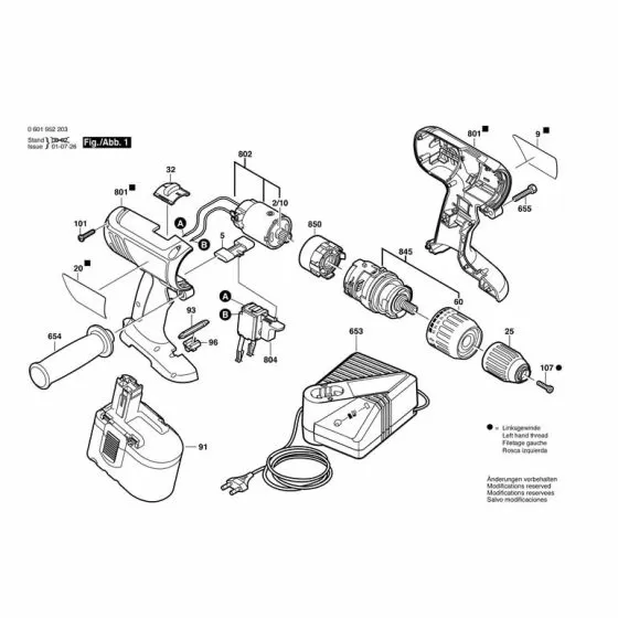 Bosch GSB 24 VE-2 FAST CHARGER GB 230/7.2-24V. 1h 2607224427 Spare Part Type: 601952203