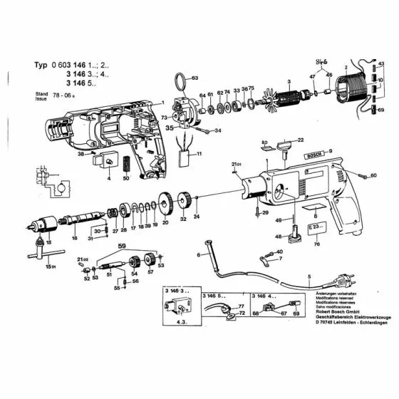 Bosch CSB 450-2 Type: 603146203 Spare Parts List