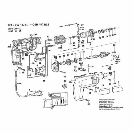 Bosch CSB 470 RLE MODIFICATION SET 2607001039 Spare Part Type: 603147603