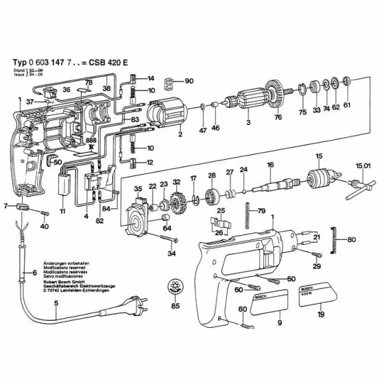 Bosch CSB 420-E STICKER 2601110254 Spare Part Type: 603147742