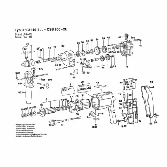 Bosch CSB 800-2 E Type: 603149403 Spare Parts List