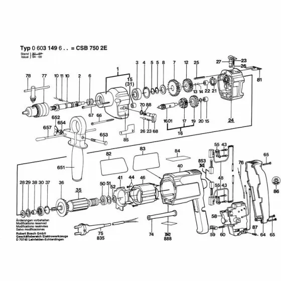 Bosch CSB 750-2 E Type: 603149603 Spare Parts List