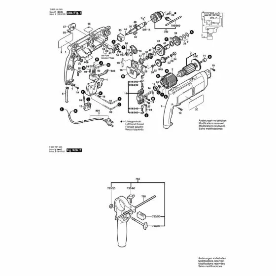 Bosch CSB 650-2 RE Type: 603161603 Spare Parts List