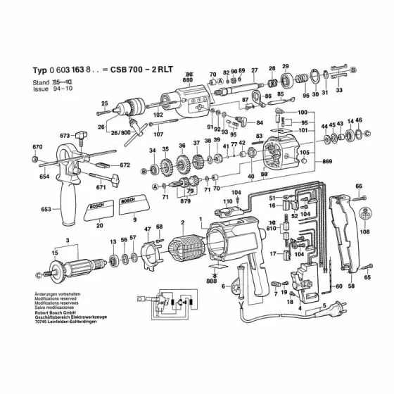 Bosch CSB 700-2 RLT CLAMPING PLATE M6 2608040014 Spare Part Type: 603163803