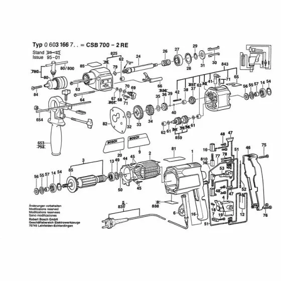 Bosch CSB 700-2 RE CONNECTING CABLE L=68MM 2604448100 Spare Part Type: 603166742