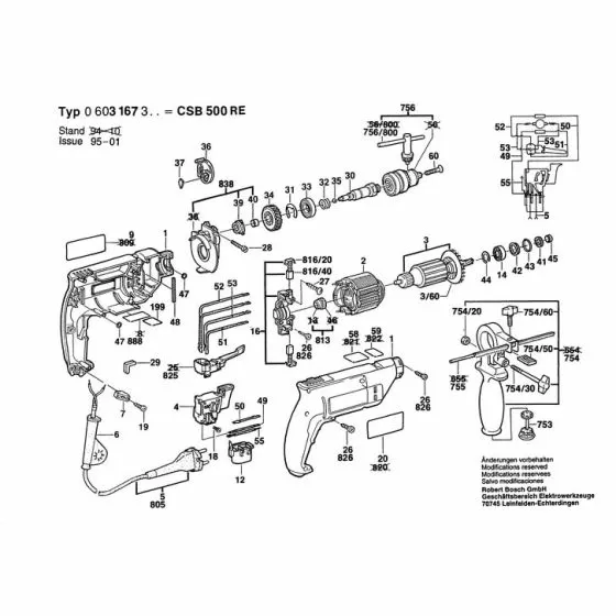 Bosch CSB 500 RE ARMATURE 230-240V 2604011076 Spare Part Type: 603167303