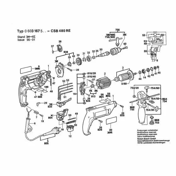 Bosch CSB 480 RE ARMATURE 230-240V 2604011076 Spare Part Type: 603167542