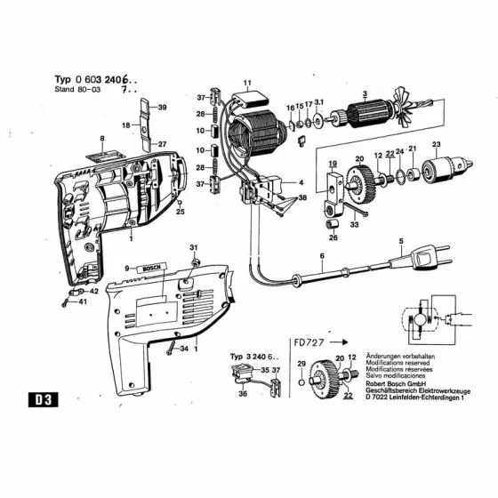 Bosch 603240701 Spare Parts List