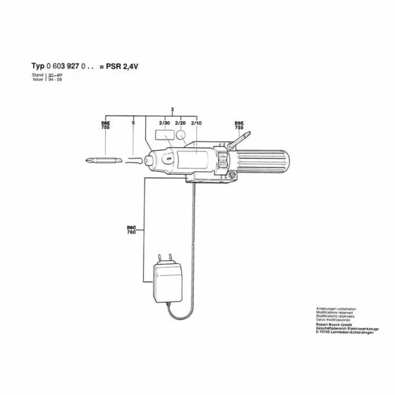 Bosch PSR 2.4V Spare Parts List Type: 603938125