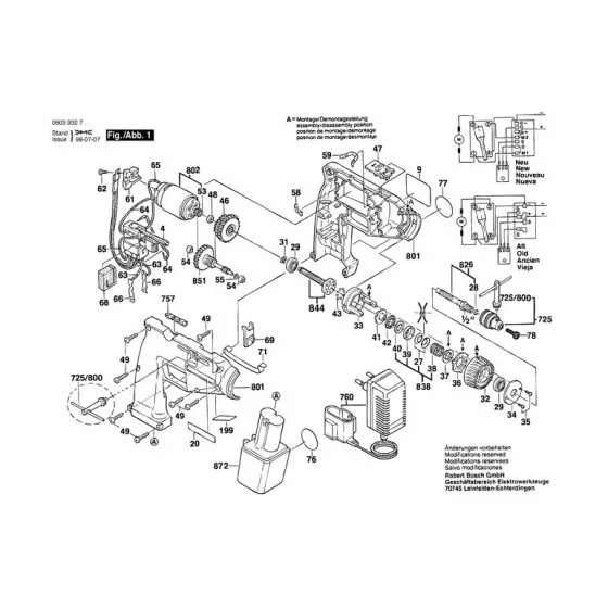 Bosch PSR 7.2 VE Spare Parts List Type: 603937769