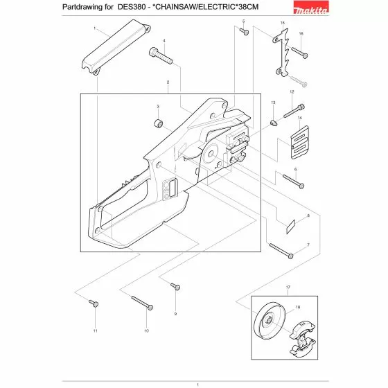 Makita DES380 Spare Parts List