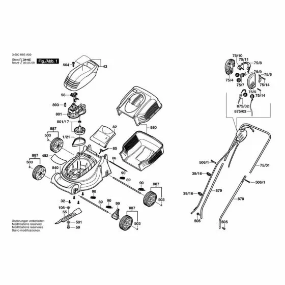 Bosch ROTAK 320 POWER SUPPLY CORD F016103656 Spare Part Type: 3600H85A70