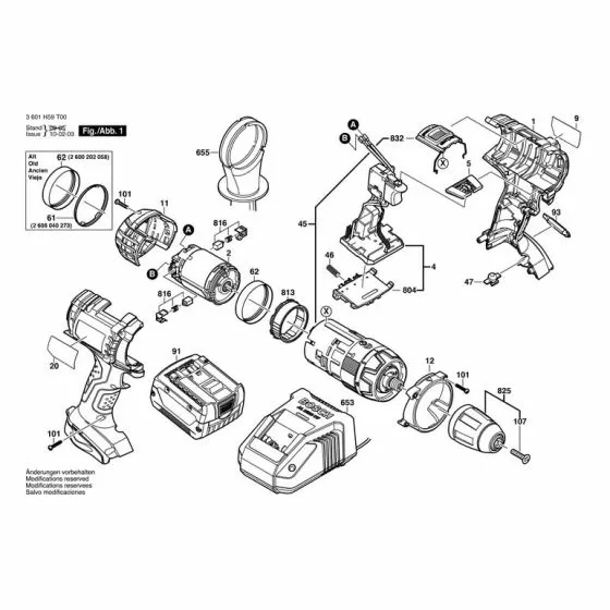 Bosch GSB 14.4 VE-2LI CHARGER EU 230/7.2-24V.1h 2607225321 Spare Part Type: 3601H59T00