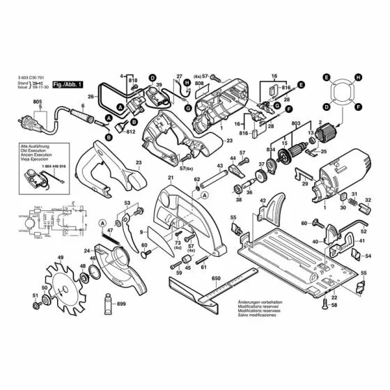 Bosch PKS 54 CE Spare Parts List Type: 3603C30701