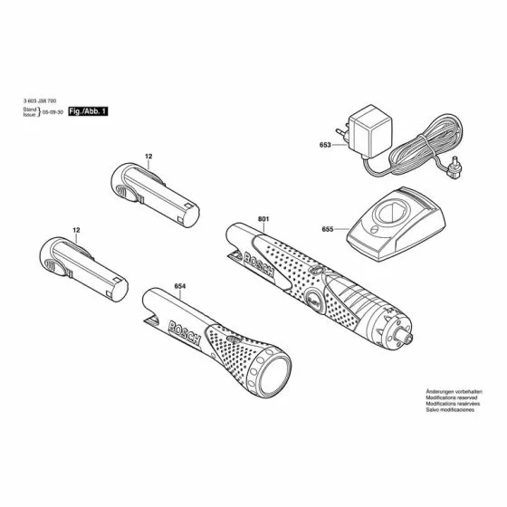 Bosch PSR 3.6V CHARGING STATION 1609203L94 Spare Part Type: 3603J38700