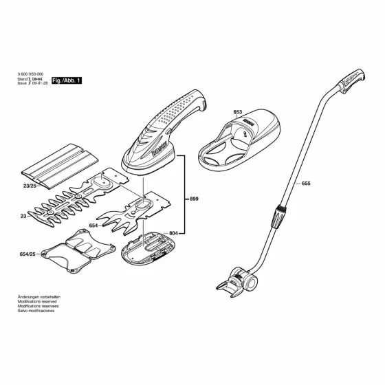 Bosch ISIO Spare Parts List Type: 3 600 H33 001