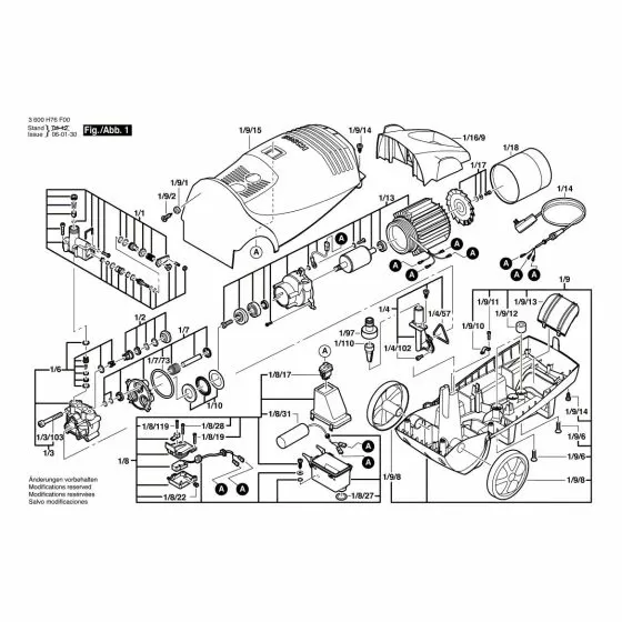 Bosch AQUATAK 1200 PLUS Spare Parts List Type: 3 600 H76 F70