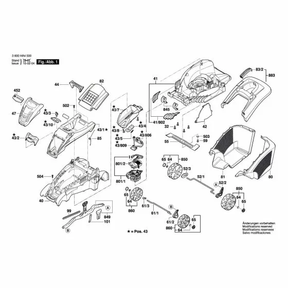 Bosch Rotak 43 LI Screw M5x8 Csk Hd. F016L36542 Spare Part Type: 3 600 HA4 500