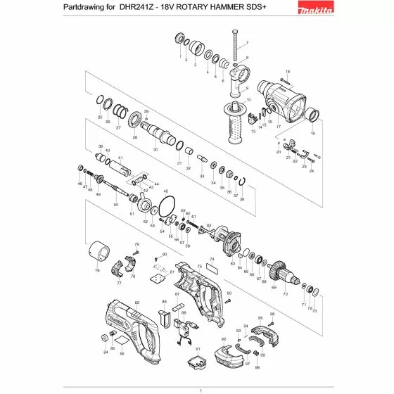 Makita DHR241 BATTERY HOUSING SET BHR202/241 187212-3 Spare Part