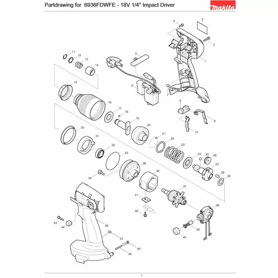 Makita 6936FDWFE CARBON BRUSH CB-434 193466-2 Spare Part