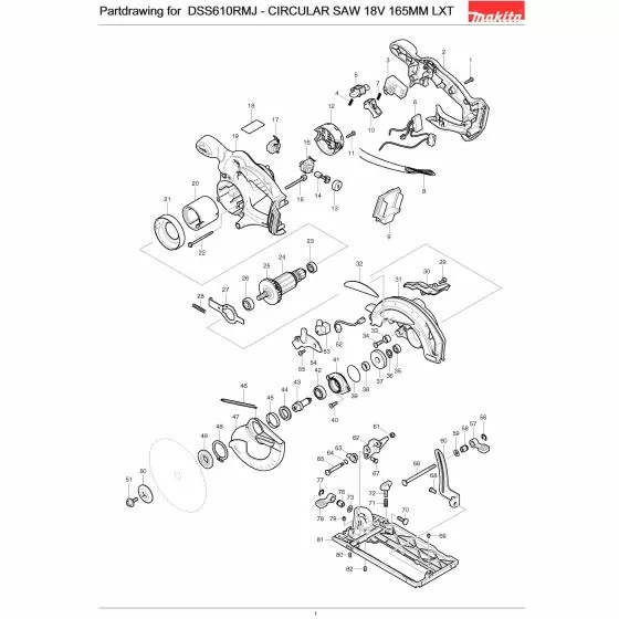 Makita DSS610RMJ 'COUNTERSUNK SCREW M6 500 251368-9 Spare Part