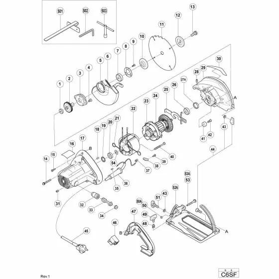 Hitachi C6SF WING BOLT (A) M6X15 308364 Spare Part