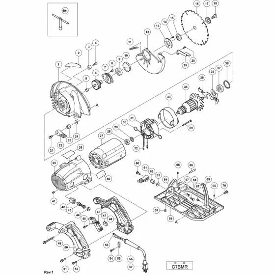 Hitachi C7BMR SEAL LOCK SCREW (W/SP. WASHERS) M6X14 322260 Spare Part