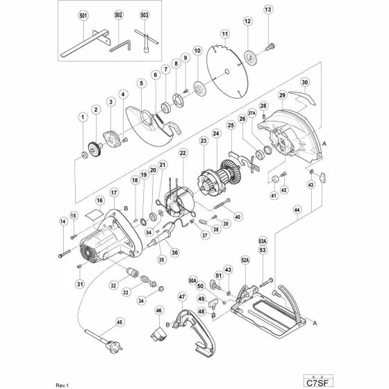 Hitachi C7SF HANDLE COVER 322505 Spare Part