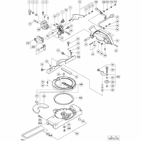 Hitachi C8FC ARMATURE ASS'Y 110V-115V 360072C Spare Part