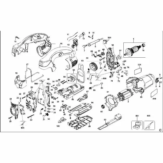 Dewalt DW331 Spare Parts List Type 1