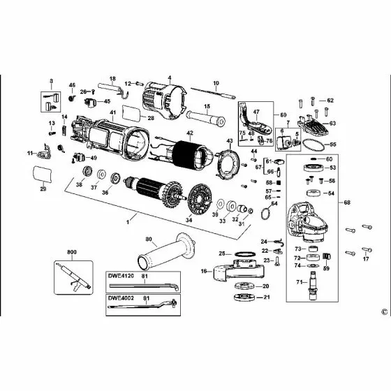 Dewalt DWE4120 Spare Parts List Type 1