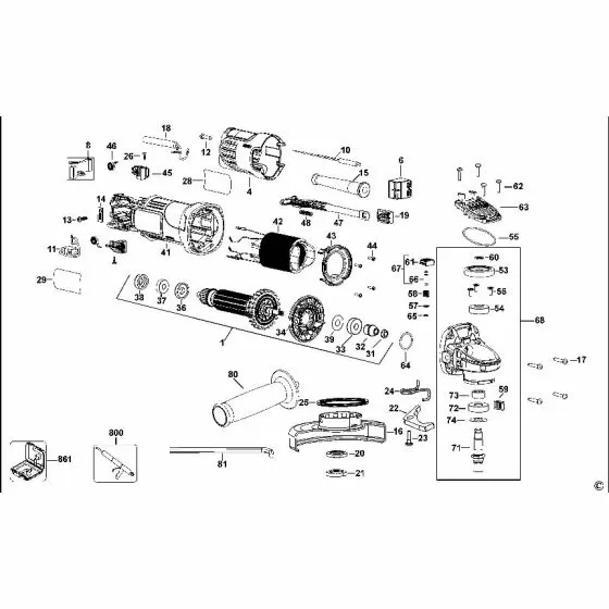 Dewalt DWE4150 Spare Parts List Type 1