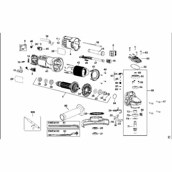 Dewalt DWE4151 Spare Parts List Type 1