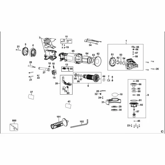 Dewalt DWE4203 Spare Parts List Type 1