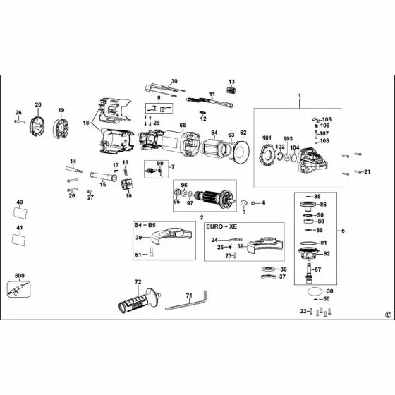 Dewalt DWE4214 Spare Parts List Type 1