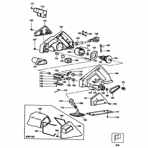 Black & Decker KW713 CLAMSHELL SET, FIRESTORM ORANGE 372937-05 Spare Part Type: 2