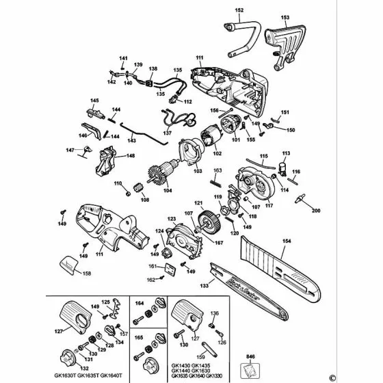 Black & Decker GK1630T Discontinued 844840 Spare Part Type: 1