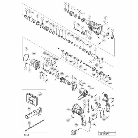 Hitachi DH28PX Spare Parts List