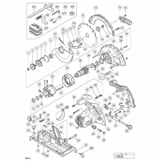 Hitachi C9U2 Spare Parts List