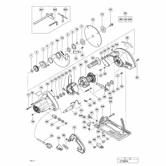 Hitachi C7MFA Spare Parts List