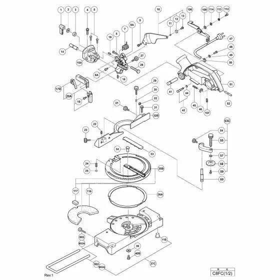 Hitachi C8FC Spare Parts List