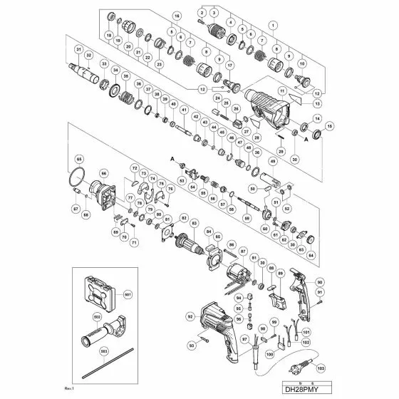 Hitachi DH28PMY Spare Parts List