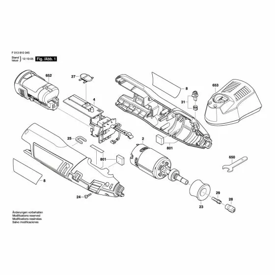 Dremel 8100 Spare Parts List Type: F 013 810 045
