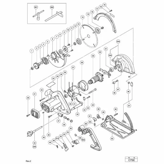 Hitachi C7SE Spare Parts List